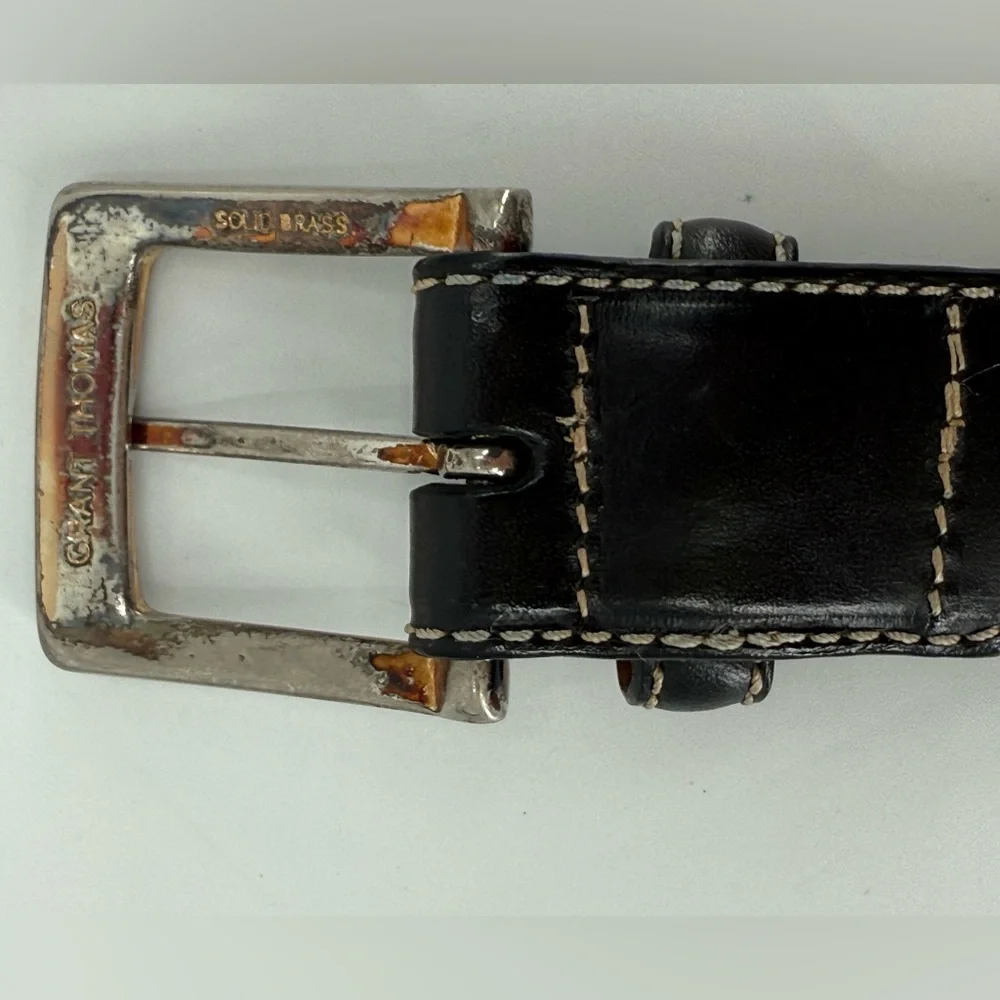 Grant Thomas Black Leather Men’s Contemporary Belt‎ 38